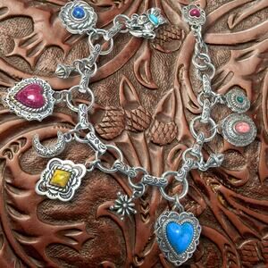 Brighton "Painted Desert" Santa Fe Style Charm Bracelet Southwest Boho- Retired